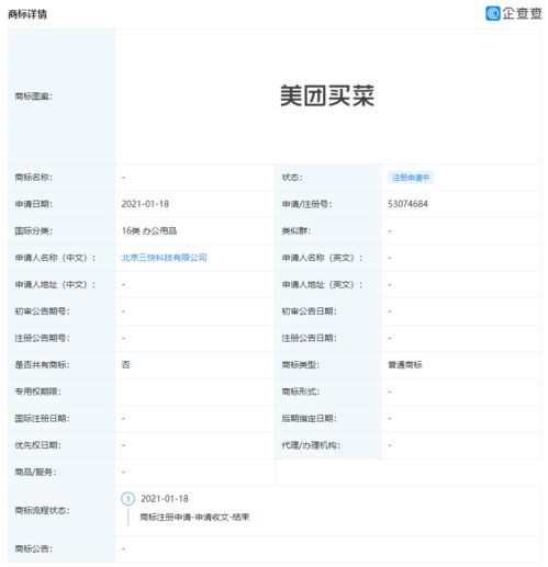 美團(tuán)申請(qǐng) 美團(tuán)買菜 相關(guān)商標(biāo)